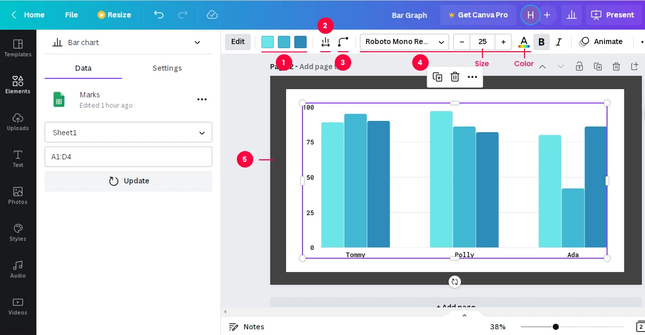 canva bar graph design formatting